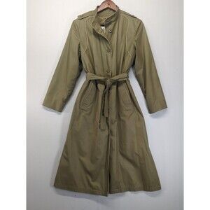 London Fog Maincoats Trench Coat Zip Out Quilt Green/Khaki 10 Regular VTG USA